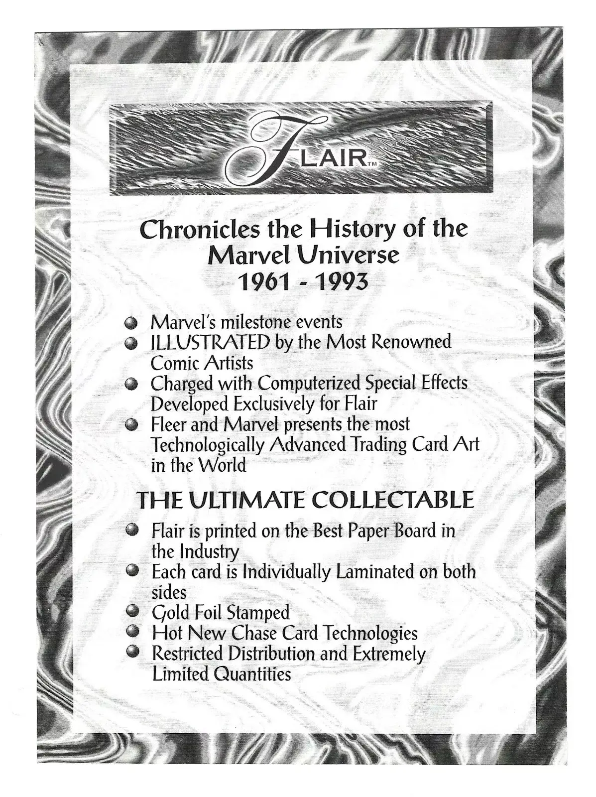 1994 Fleer/Flair Universe prototype back