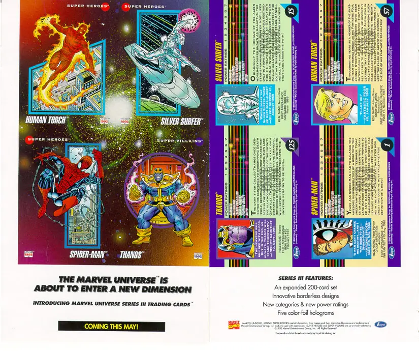 Marvel Universe Series 3 CBG sheet