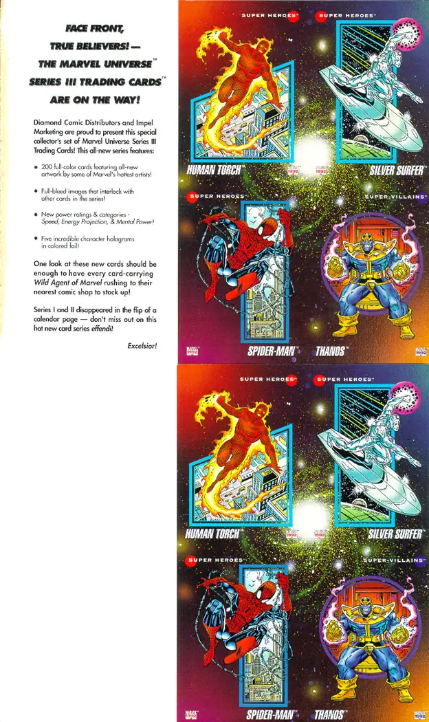 Marvel Universe Series 3 variant sheet